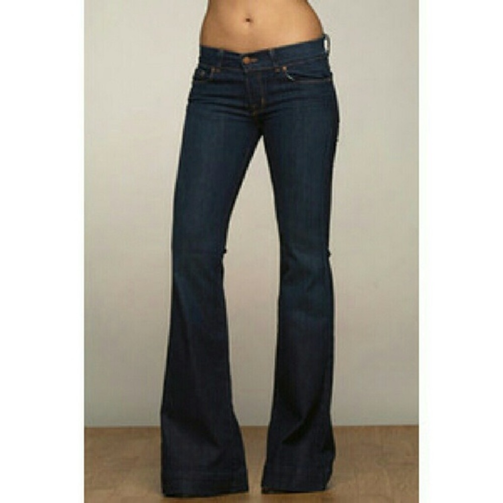 J Brand Dark Blue Denim Bell Bottom Flared Jeans